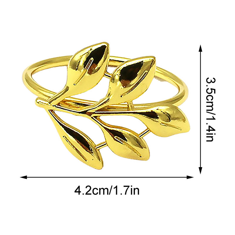 6 τμχ Φθινοπωρινά φύλλα Δαχτυλίδια χαρτοπετσέτας Χρυσά ασημένια αγκράφα για χαρτοπετσέτα Μεταλλική θήκη για χαρτοπετσέτα Δώρα γάμου Διακόσμηση τραπεζιού ντους βάπτισης