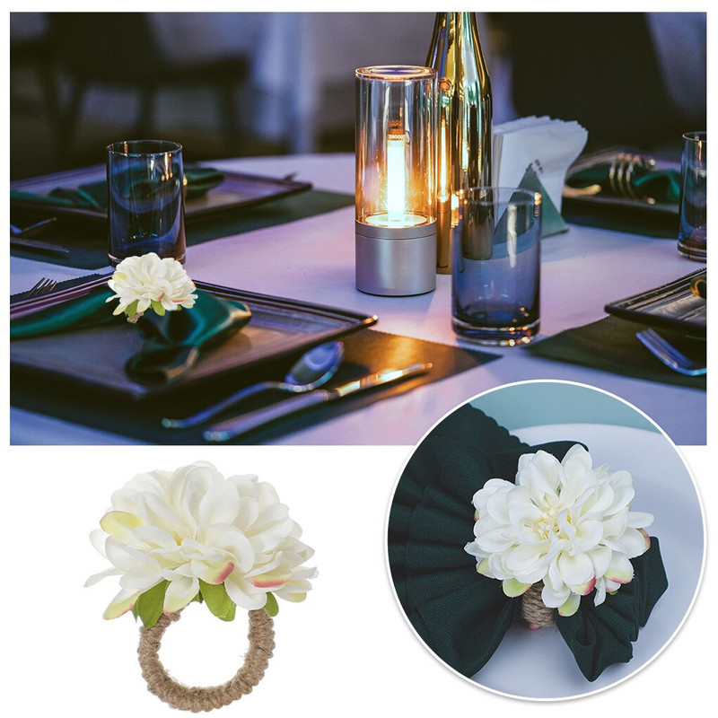 6 tükki kunstlilledest salvräti sõrmus Linane Kodu Hotell Restoran Pulmatseremoonia Jõulud Romantiline hoidik Decor King