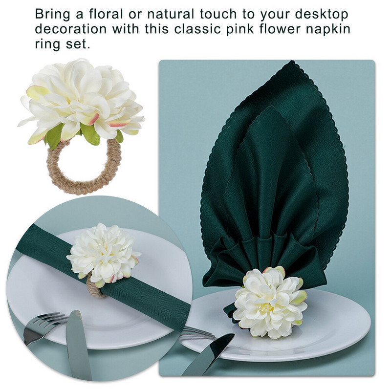 6 tükki kunstlilledest salvräti sõrmus Linane Kodu Hotell Restoran Pulmatseremoonia Jõulud Romantiline hoidik Decor King