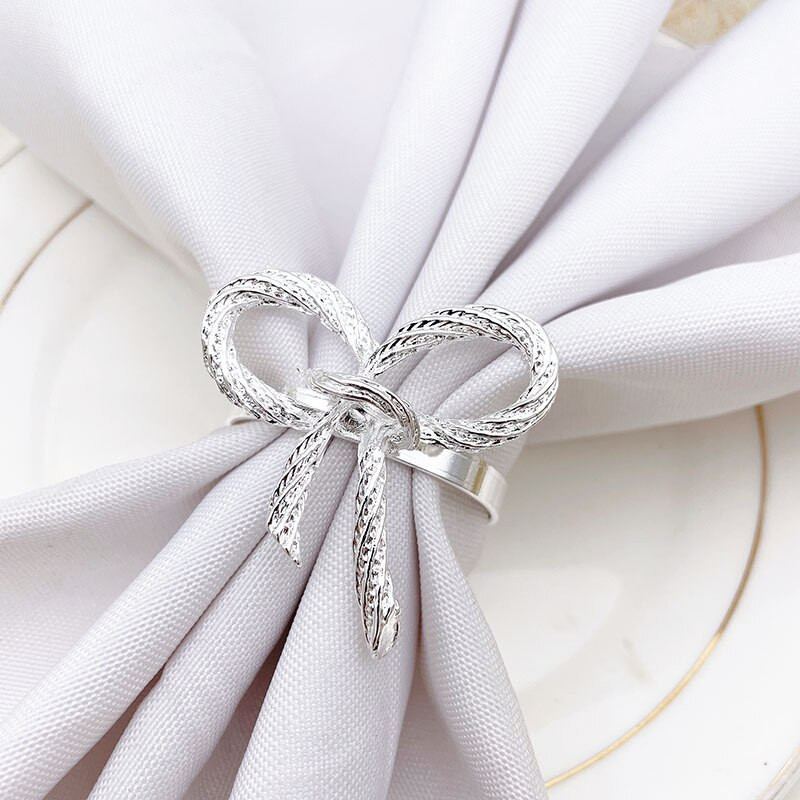 Novi 6kom/lot kreativni prsten za salvete s lukom zlatno srebro ružičasto zlato držač kopče za salvete dom hotel vjenčanje banket stol dekor