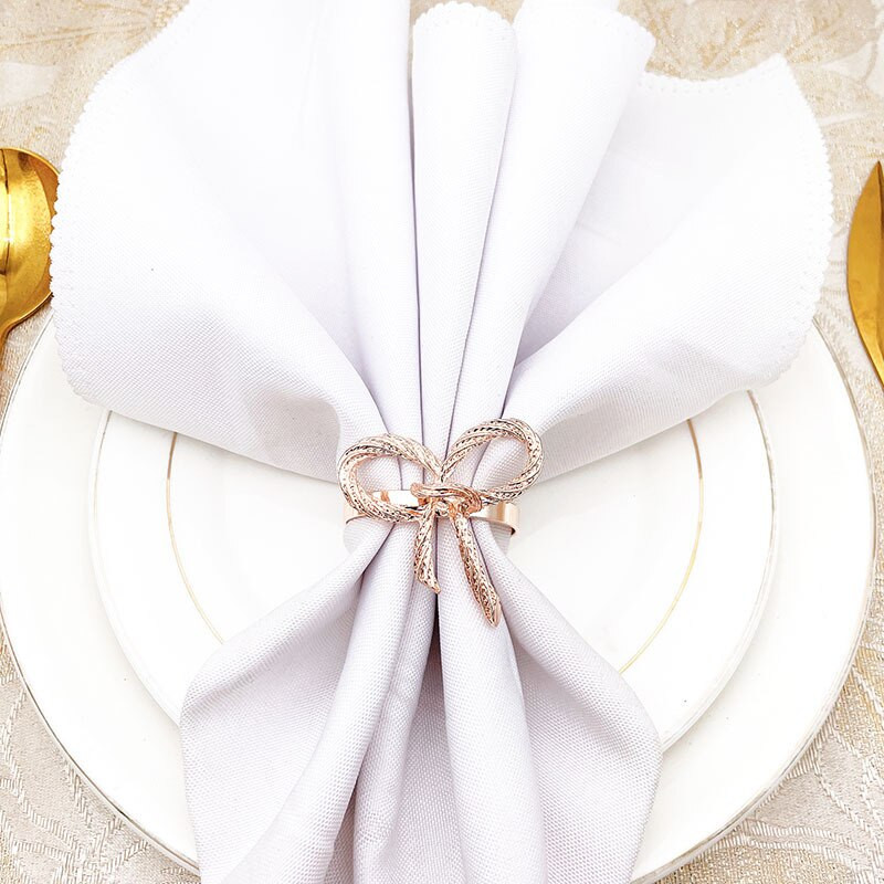 Novi 6kom/lot kreativni prsten za salvete s lukom zlatno srebro ružičasto zlato držač kopče za salvete dom hotel vjenčanje banket stol dekor
