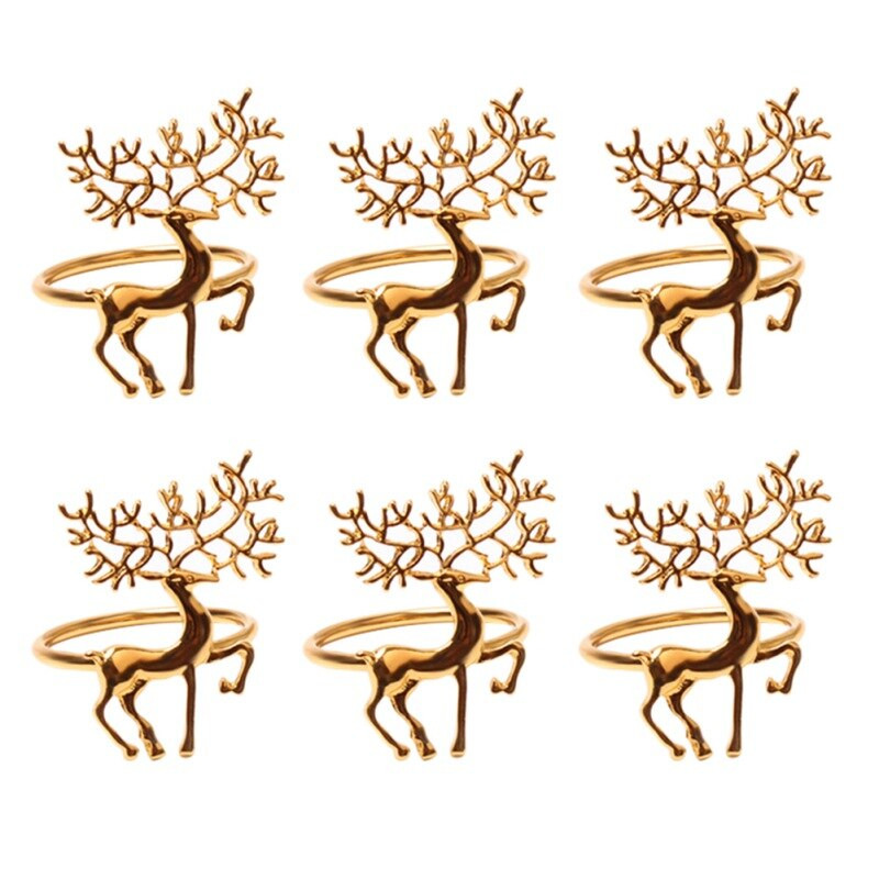 6 kom Božićni prstenovi za salvete Bar Restoran Držači za salvete za Božićnu zabavu Večera Potrepštine za dekoraciju stola