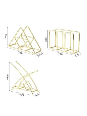 Настолен органайзер Консумативи за съдове и прибори Поставка за тишу хартия Поставка за салфетки Позлатен метал Поставка за съхранение от ковано желязо Кула