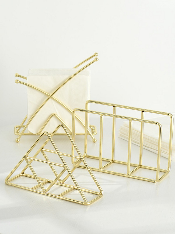 Desktop Organizer Επιτραπέζια σκεύη προμήθειες Θήκη χαρτοπετσέτας Βάση χαρτοπετσέτας Ράφι επίχρυσο μεταλλικό σφυρήλατο σίδηρο Θήκη πύργου αποθήκευσης