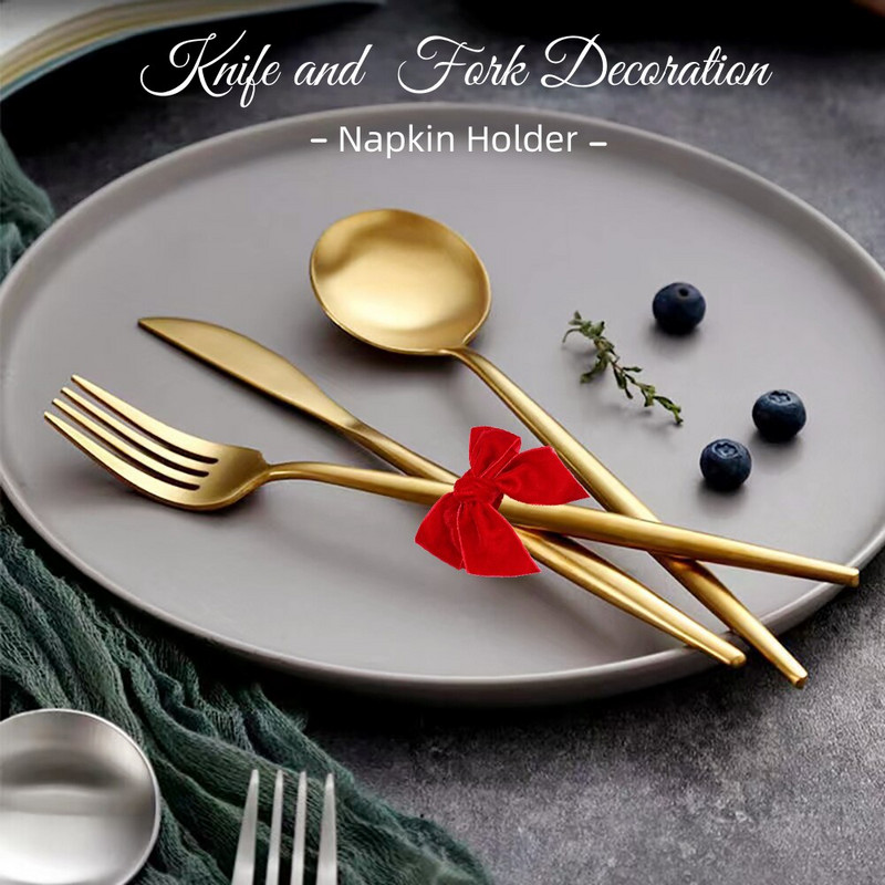 1 τεμ Χριστουγεννιάτικα δαχτυλίδια χαρτοπετσέτας Χειροποίητο κόκκινο βελούδινο παπιγιόν Δαχτυλίδι θήκης για γαμήλιο οικογενειακό δείπνο Διακόσμηση τραπεζιού HWW57