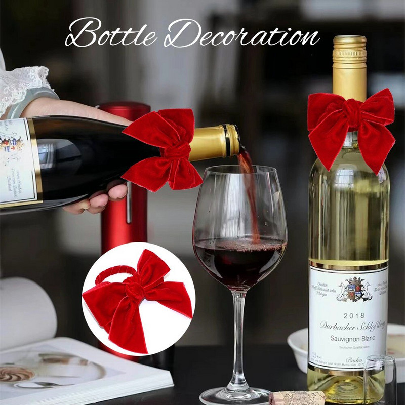 1 τεμ Χριστουγεννιάτικα δαχτυλίδια χαρτοπετσέτας Χειροποίητο κόκκινο βελούδινο παπιγιόν Δαχτυλίδι θήκης για γαμήλιο οικογενειακό δείπνο Διακόσμηση τραπεζιού HWW57