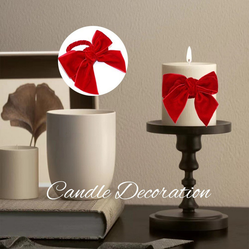 1 τεμ Χριστουγεννιάτικα δαχτυλίδια χαρτοπετσέτας Χειροποίητο κόκκινο βελούδινο παπιγιόν Δαχτυλίδι θήκης για γαμήλιο οικογενειακό δείπνο Διακόσμηση τραπεζιού HWW57