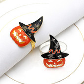 6 τμχ Δαχτυλίδια αποκριάτικων πετσετών κολοκύθα μάγισσα σε σχήμα φαντάσματος Μεταλλική θήκη για χαρτοπετσέτα Διακόσμηση τραπεζιού δείπνου Διακόσμηση αποκριάτικου πάρτι