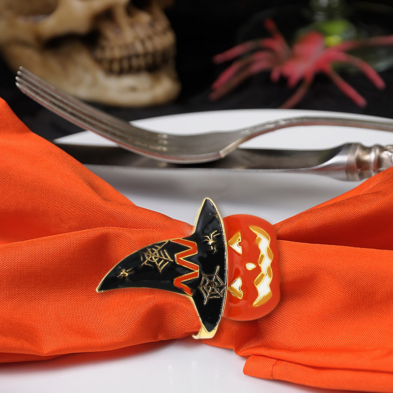 6 τμχ Δαχτυλίδια αποκριάτικων πετσετών κολοκύθα μάγισσα σε σχήμα φαντάσματος Μεταλλική θήκη για χαρτοπετσέτα Διακόσμηση τραπεζιού δείπνου Διακόσμηση αποκριάτικου πάρτι
