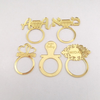 Προσαρμοσμένα 10 τμχ Δαχτυλίδια από χαρτοπετσέτα για Γάμο Γενέθλια Baby Born Βάπτιση Baby Shower Διακόσμηση Τραπεζιού χρυσό Πρίγκιπας Θήκη για δαχτυλίδια για χαρτοπετσέτα