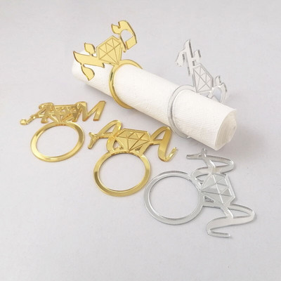 Individualizuotos 10 vnt servetėlių žiedai, skirti vestuvių gimtadieniui, kūdikio gimimo krikštui, kūdikio dušo stalo dekoravimui princo auksinių servetėlių žiedų laikiklis