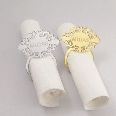 Individualizuotos 10 vnt servetėlių žiedai, skirti vestuvių gimtadieniui, kūdikio gimimo krikštui, kūdikio dušo stalo dekoravimui princo auksinių servetėlių žiedų laikiklis