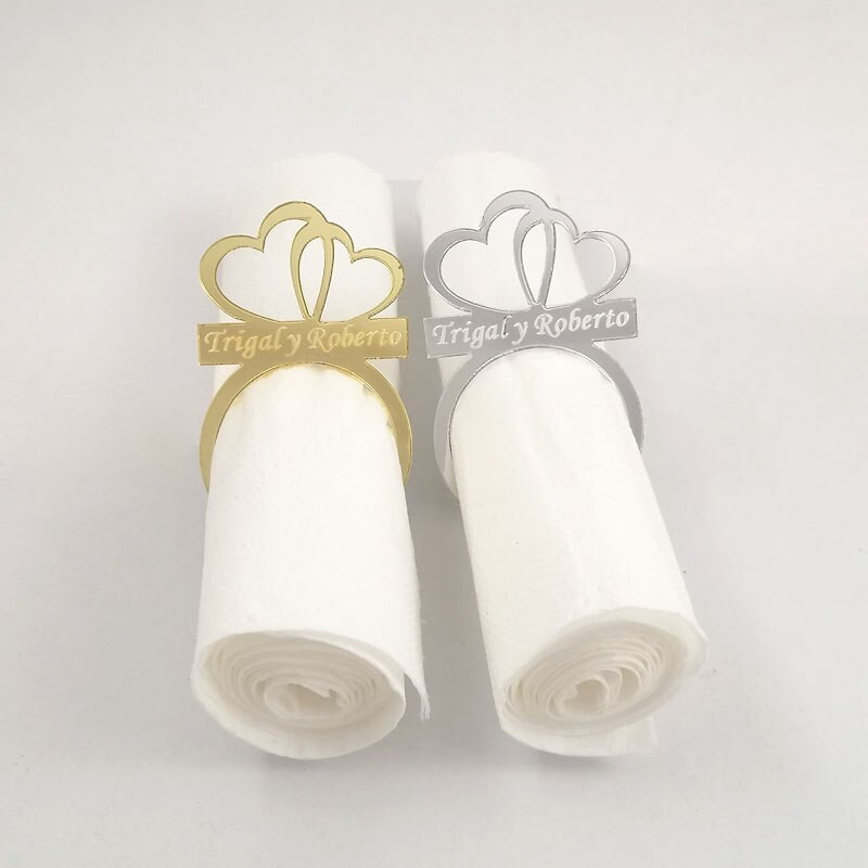 Individualizuotos 10 vnt servetėlių žiedai, skirti vestuvių gimtadieniui, kūdikio gimimo krikštui, kūdikio dušo stalo dekoravimui princo auksinių servetėlių žiedų laikiklis