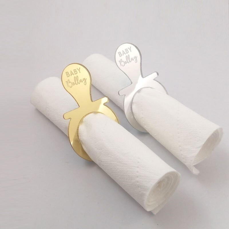 Individualizuotos 10 vnt servetėlių žiedai, skirti vestuvių gimtadieniui, kūdikio gimimo krikštui, kūdikio dušo stalo dekoravimui princo auksinių servetėlių žiedų laikiklis