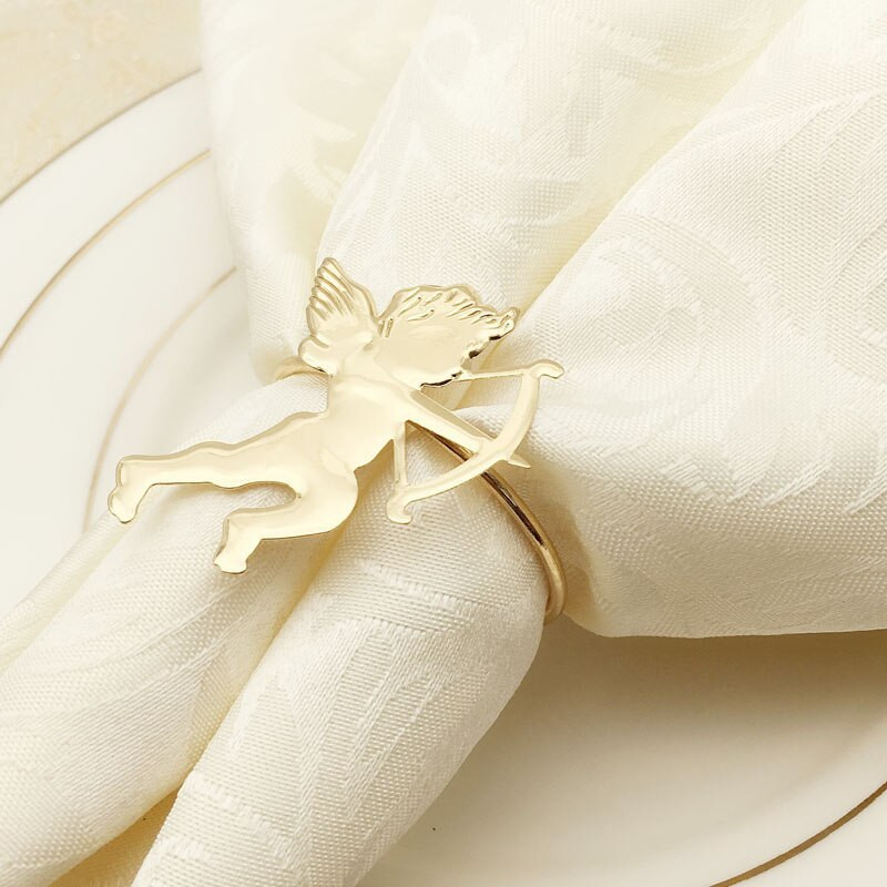 10 τμχ Δαχτυλίδια χαρτοπετσέτας Χρυσά Έρως Κομψές θήκες για χαρτοπετσέτες Διακόσμηση για επιτραπέζια ντεκόρ γαμήλιου πάρτι