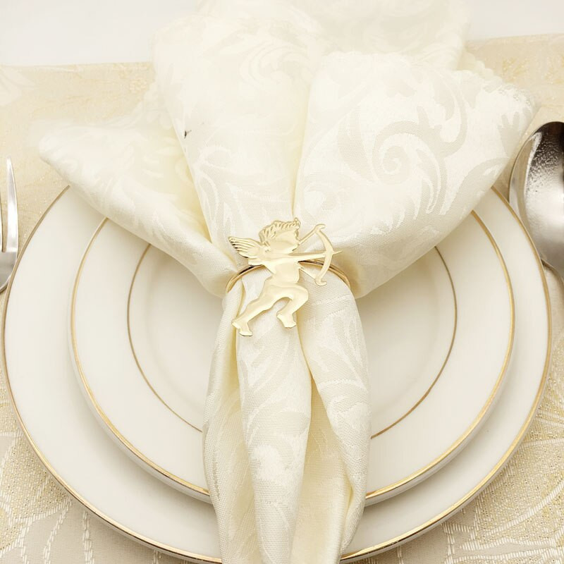 10 τμχ Δαχτυλίδια χαρτοπετσέτας Χρυσά Έρως Κομψές θήκες για χαρτοπετσέτες Διακόσμηση για επιτραπέζια ντεκόρ γαμήλιου πάρτι