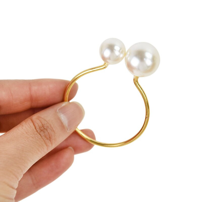 5 τμχ Κομψές πέρλες θήκη για χριστουγεννιάτικο γαμήλιο πάρτι Χρυσή μεταλλική χαρτοπετσέτα Πόρπη κύκλος Διακόσμηση τραπεζιού για το σπίτι