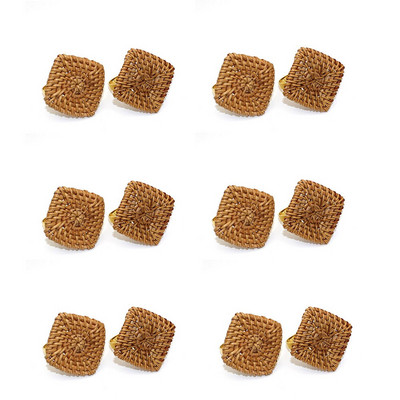 12 tk kootud salvrätikurõngad, rustikaalsed salvrätikusõrmuse hoidjad, käsitsi valmistatud rotangist, punutud salvrätikust sõrmusehoidja peokaunistus