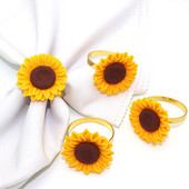 Salvräti sõrmus Sõrmused hoidik Leht pand Serviette Hawaii kilpkonna lillede pulm Luau pidu Roheline troopiline päevalille metallist laud