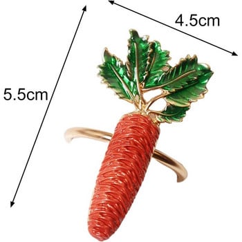 Комплект от 4 великденски пръстена за салфетки с моркови - пръстени за салфетки, проектирани с орнамент от моркови за великденско парти