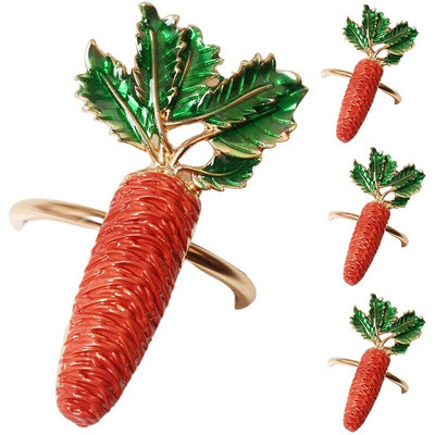 Комплект от 4 великденски пръстена за салфетки с моркови - пръстени за салфетки, проектирани с орнамент от моркови за великденско парти
