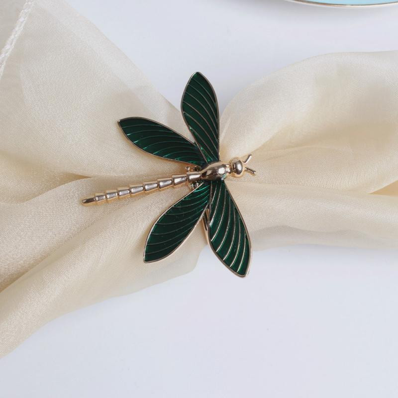 6PCS Green Dragonfly Prsten za salvete Držač za salvete Držač za salvete Držač za salvete Kopča za salvete Salvete za vjenčanje Dekoracija stola