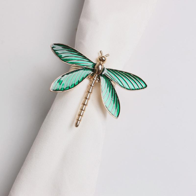 6PCS Green Dragonfly Prsten za salvete Držač za salvete Držač za salvete Držač za salvete Kopča za salvete Salvete za vjenčanje Dekoracija stola