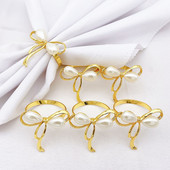 6 TK/partii Pearl Bow Salvrätiku Pandla Salvrätirõngas Salvrätikurõngad Kuldlehtedest Salvrätikuhoidja Pulmapeo Hotelli lauakaunistus