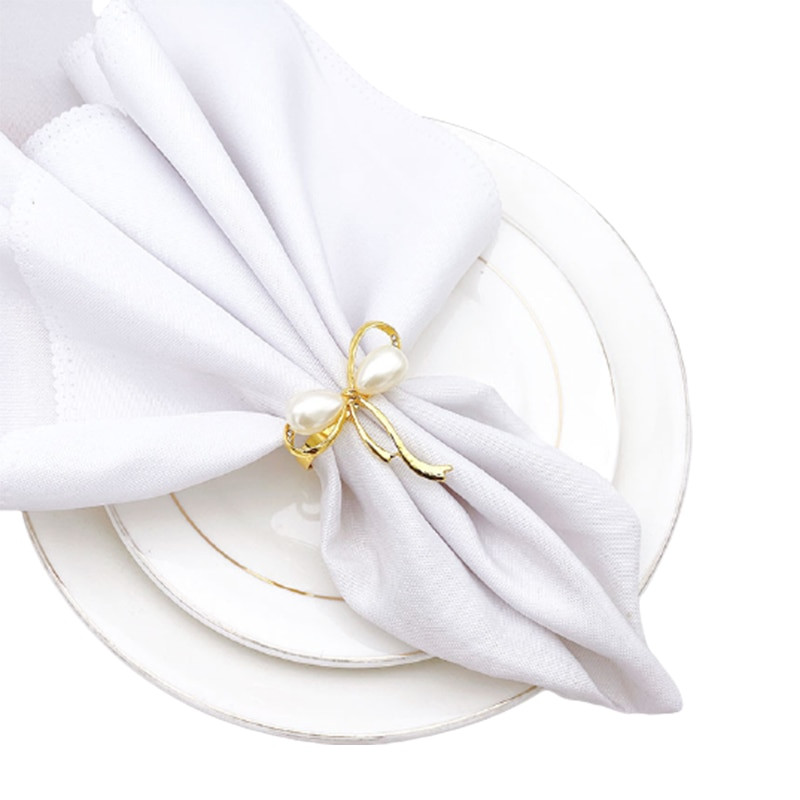 6 TK/partii Pearl Bow Salvrätiku Pandla Salvrätirõngas Salvrätikurõngad Kuldlehtedest Salvrätikuhoidja Pulmapeo Hotelli lauakaunistus