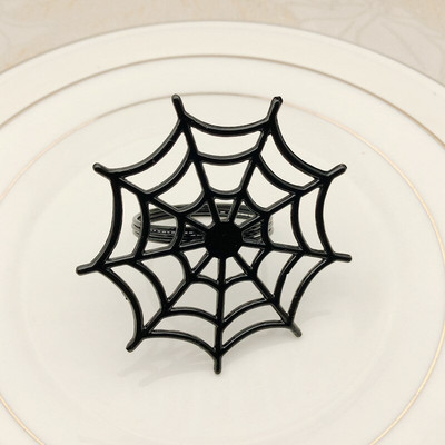 6 τμχ Spider Web Halloween Δαχτυλίδι από χαρτοπετσέτα Διακόσμηση τραπεζιού Θήκη για πόρπη για χαρτοπετσέτα για δείπνο ξενοδοχείου Διακόσμηση τραπεζιού σπιτιού