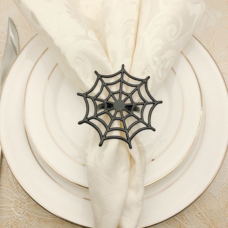 6 τμχ Spider Web Halloween Δαχτυλίδι από χαρτοπετσέτα Διακόσμηση τραπεζιού Θήκη για πόρπη για χαρτοπετσέτα για δείπνο ξενοδοχείου Διακόσμηση τραπεζιού σπιτιού