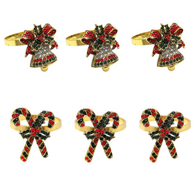 Dvianna 6 τεμ. Χριστουγεννιάτικα δαχτυλίδια πετσετών καμπάνας Ρετρό θήκες για δαχτυλίδια για χαρτοπετσέτα για την Ημέρα των Ευχαριστιών Διακοσμήσεις τραπεζαρίας HWC18