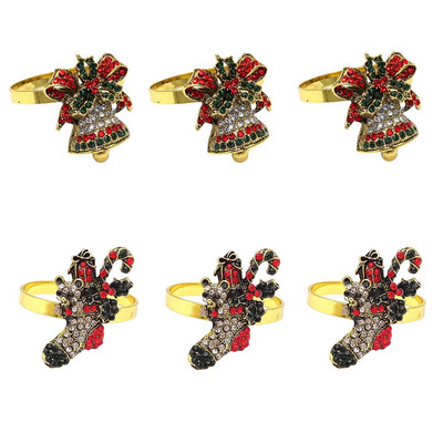 Dvianna 6 τεμ. Χριστουγεννιάτικα δαχτυλίδια πετσετών καμπάνας Ρετρό θήκες για δαχτυλίδια για χαρτοπετσέτα για την Ημέρα των Ευχαριστιών Διακοσμήσεις τραπεζαρίας HWC18