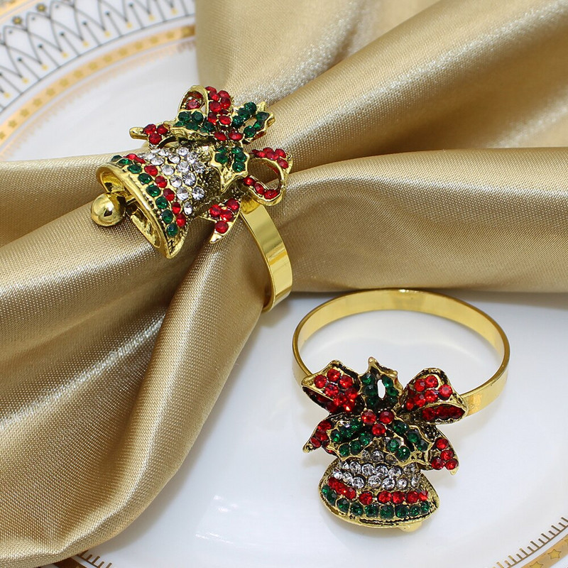 Dvianna 6 τεμ. Χριστουγεννιάτικα δαχτυλίδια πετσετών καμπάνας Ρετρό θήκες για δαχτυλίδια για χαρτοπετσέτα για την Ημέρα των Ευχαριστιών Διακοσμήσεις τραπεζαρίας HWC18