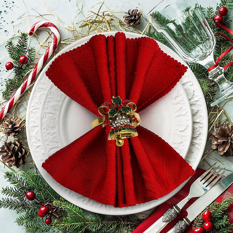 Dvianna 6 τεμ. Χριστουγεννιάτικα δαχτυλίδια πετσετών καμπάνας Ρετρό θήκες για δαχτυλίδια για χαρτοπετσέτα για την Ημέρα των Ευχαριστιών Διακοσμήσεις τραπεζαρίας HWC18