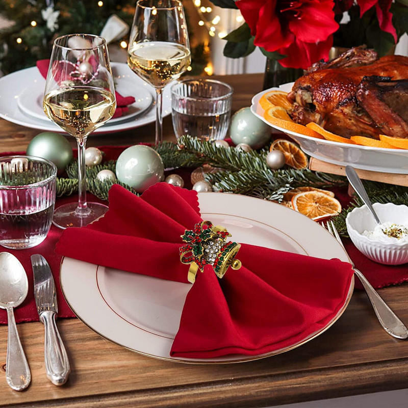 Dvianna 6 τεμ. Χριστουγεννιάτικα δαχτυλίδια πετσετών καμπάνας Ρετρό θήκες για δαχτυλίδια για χαρτοπετσέτα για την Ημέρα των Ευχαριστιών Διακοσμήσεις τραπεζαρίας HWC18