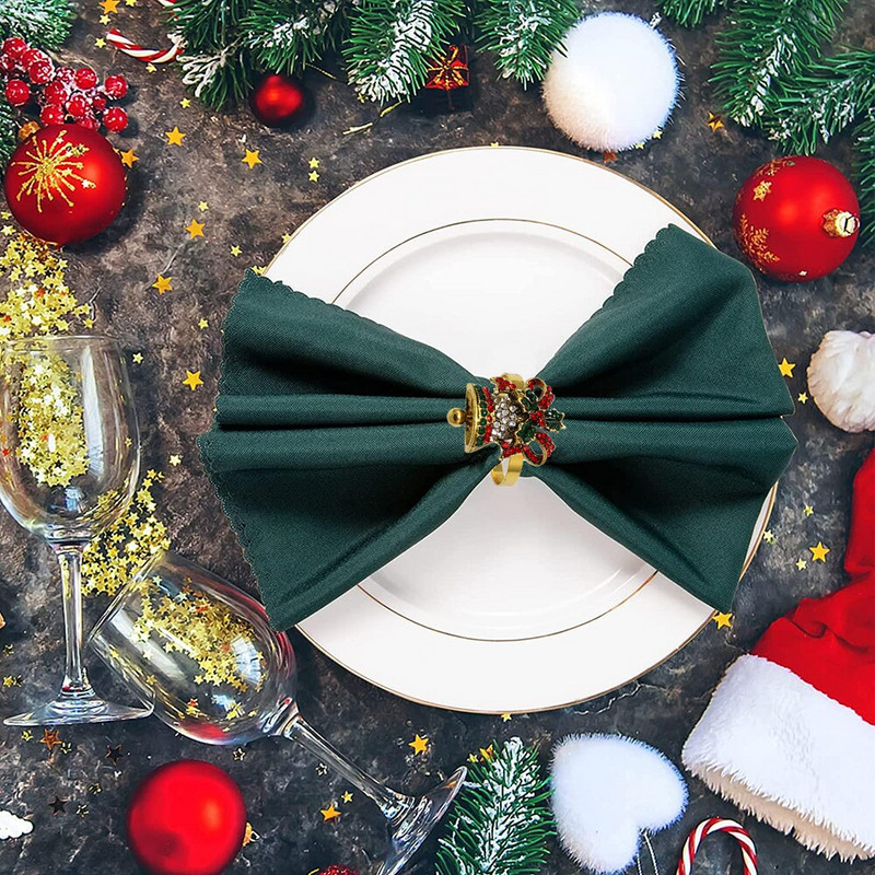 Dvianna 6 τεμ. Χριστουγεννιάτικα δαχτυλίδια πετσετών καμπάνας Ρετρό θήκες για δαχτυλίδια για χαρτοπετσέτα για την Ημέρα των Ευχαριστιών Διακοσμήσεις τραπεζαρίας HWC18