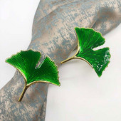 4 tk Rohelised Ginko Lehed Salvrätikuhoidjad Pulmakaunistus ja Aksessuaarid Lääne restoran Serviette Pandlad Laualina Sõrmus