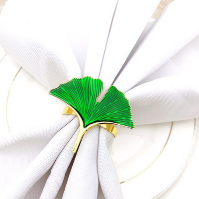4 tk Rohelised Ginko Lehed Salvrätikuhoidjad Pulmakaunistus ja Aksessuaarid Lääne restoran Serviette Pandlad Laualina Sõrmus