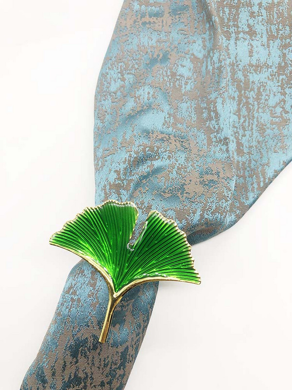 4 tk Rohelised Ginko Lehed Salvrätikuhoidjad Pulmakaunistus ja Aksessuaarid Lääne restoran Serviette Pandlad Laualina Sõrmus