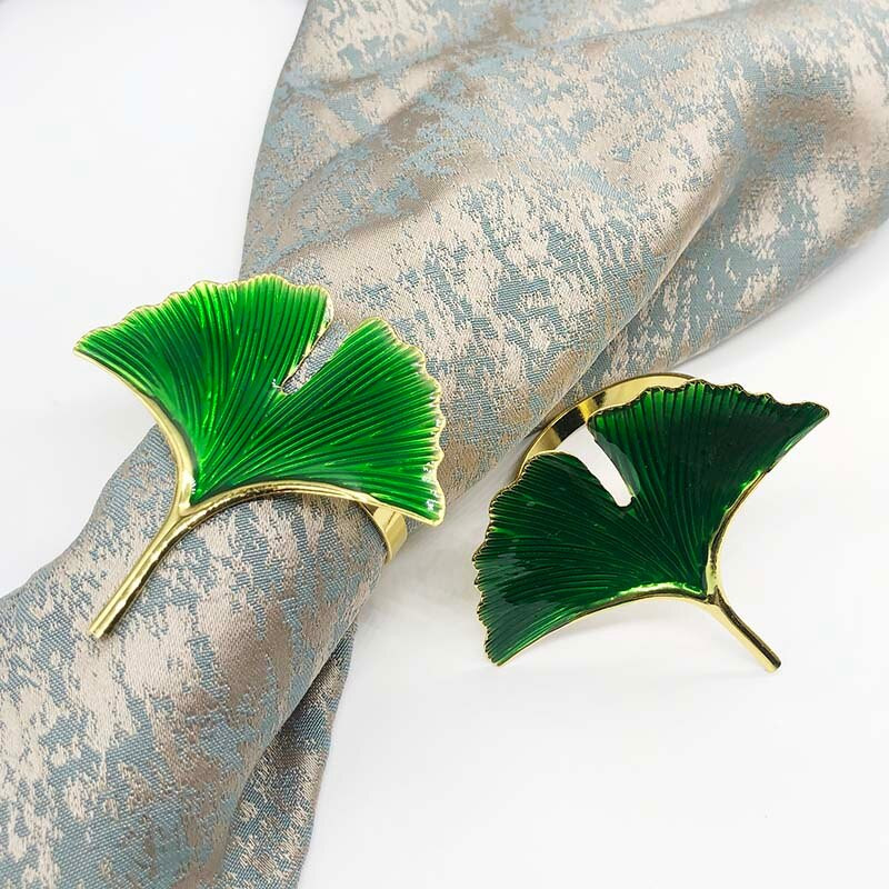 4 tk Rohelised Ginko Lehed Salvrätikuhoidjad Pulmakaunistus ja Aksessuaarid Lääne restoran Serviette Pandlad Laualina Sõrmus
