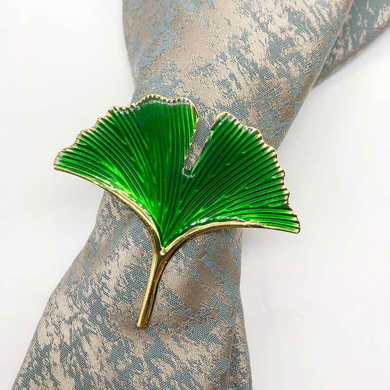 4 tk Rohelised Ginko Lehed Salvrätikuhoidjad Pulmakaunistus ja Aksessuaarid Lääne restoran Serviette Pandlad Laualina Sõrmus