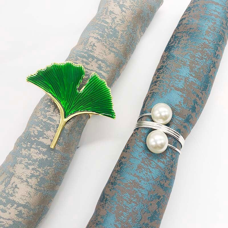 4 tk Rohelised Ginko Lehed Salvrätikuhoidjad Pulmakaunistus ja Aksessuaarid Lääne restoran Serviette Pandlad Laualina Sõrmus