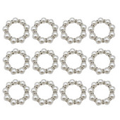 Σετ δαχτυλιδιών χαρτοπετσέτας 12, Θήκη για δαχτυλίδι από μαργαριτάρι στρας με χάντρες για πάρτι διακόσμησης τραπεζιού ,Γάμος