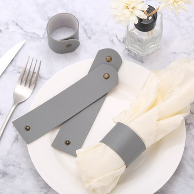 4Pcs rustikalni PU kožni prsteni za salvete Ručno izrađeni hotelski stolni prsteni za svadbena primanja i večere Prsten za salvete Držači za kopče