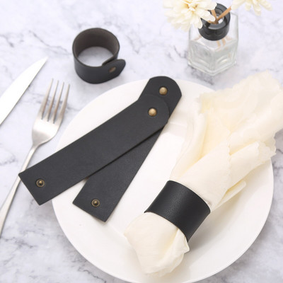 4Pcs rustikalni PU kožni prsteni za salvete Ručno izrađeni hotelski stolni prsteni za svadbena primanja i večere Prsten za salvete Držači za kopče