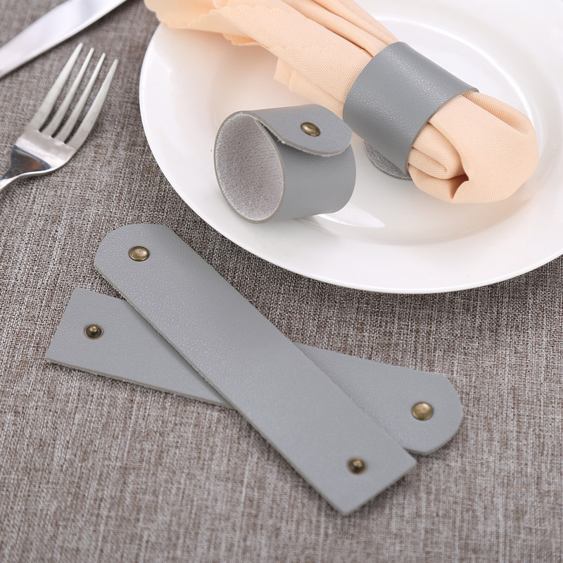 4Pcs rustikalni PU kožni prsteni za salvete Ručno izrađeni hotelski stolni prsteni za svadbena primanja i večere Prsten za salvete Držači za kopče