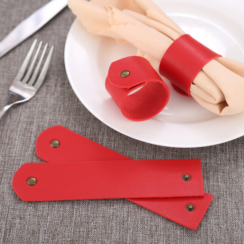 4Pcs rustikalni PU kožni prsteni za salvete Ručno izrađeni hotelski stolni prsteni za svadbena primanja i večere Prsten za salvete Držači za kopče