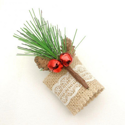 6 τμχ/σετ Χριστουγεννιάτικα δαχτυλίδια πετσέτας Χριστουγεννιάτικο δέντρο με κουκουνάρι προσομοίωση δαχτυλίδια θήκης χαρτοπετσέτας για Χριστουγεννιάτικη διακόσμηση τραπεζιού