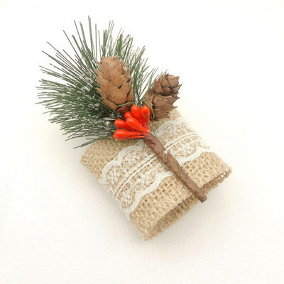 6 τμχ/σετ Χριστουγεννιάτικα δαχτυλίδια πετσέτας Χριστουγεννιάτικο δέντρο με κουκουνάρι προσομοίωση δαχτυλίδια θήκης χαρτοπετσέτας για Χριστουγεννιάτικη διακόσμηση τραπεζιού